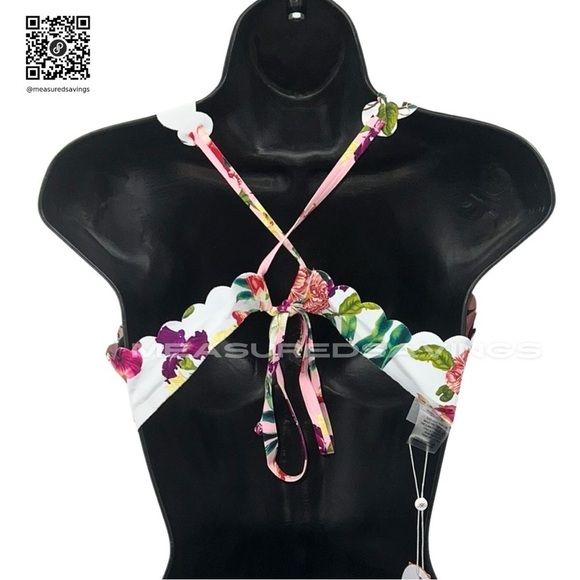 PQ Swim NWT D-Cup Bikini Top - 🌸Summer Hibiscus Reversible Seamless Wave Halter - Picture 9 of 12